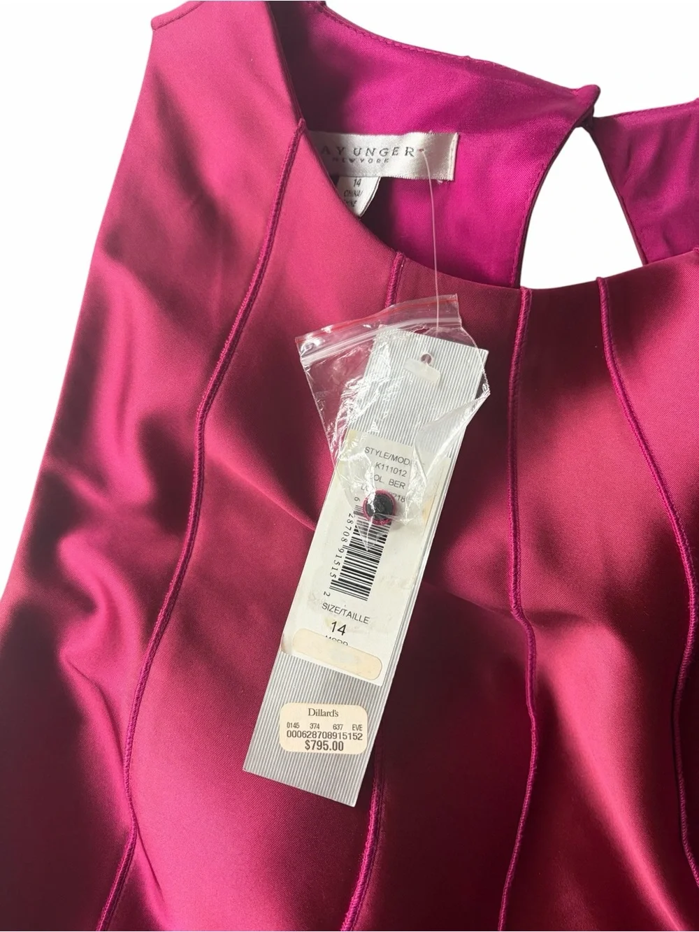 NWT- Kay Unger Magenta Mermaid Formal Gown Size-14 - Picture 5 of 10